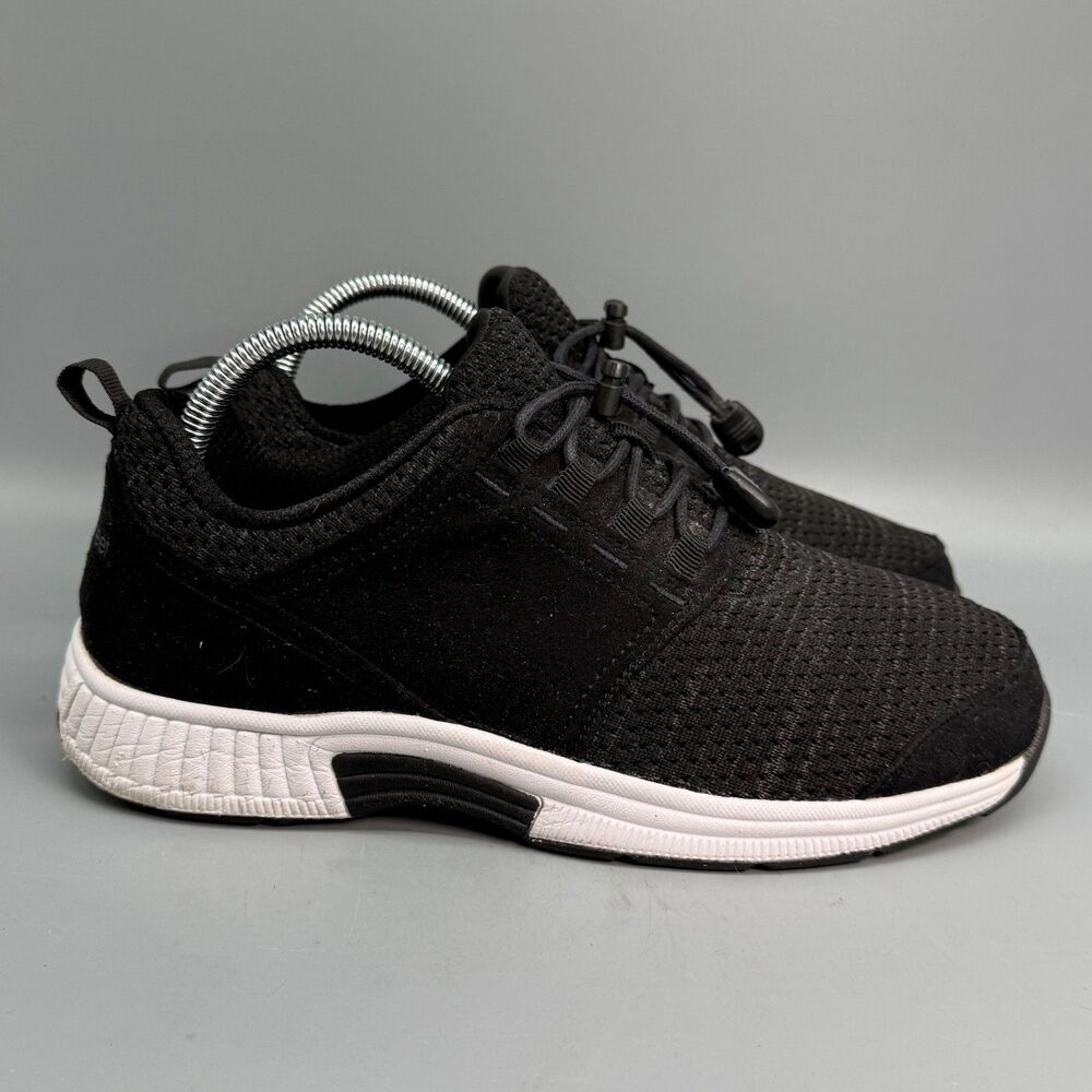 Orthofeet 849 Francis No-Tie Womens 8 WIDE Black Comfort Running Sneakers Shoes